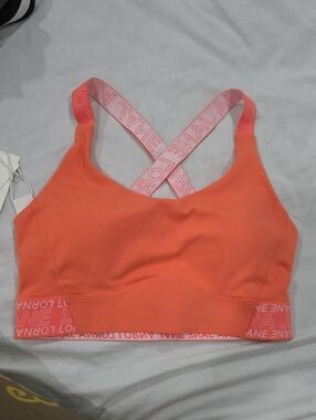 Lorna Jane Neon Coral Cross-Back Sports Bra